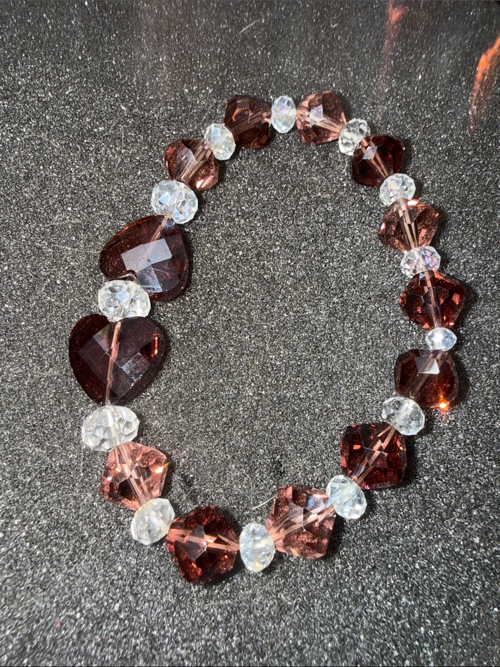 SWAROVSKI BEADED Heart Stretch Bracelet - LIGHT PURPLE Hearts NEW